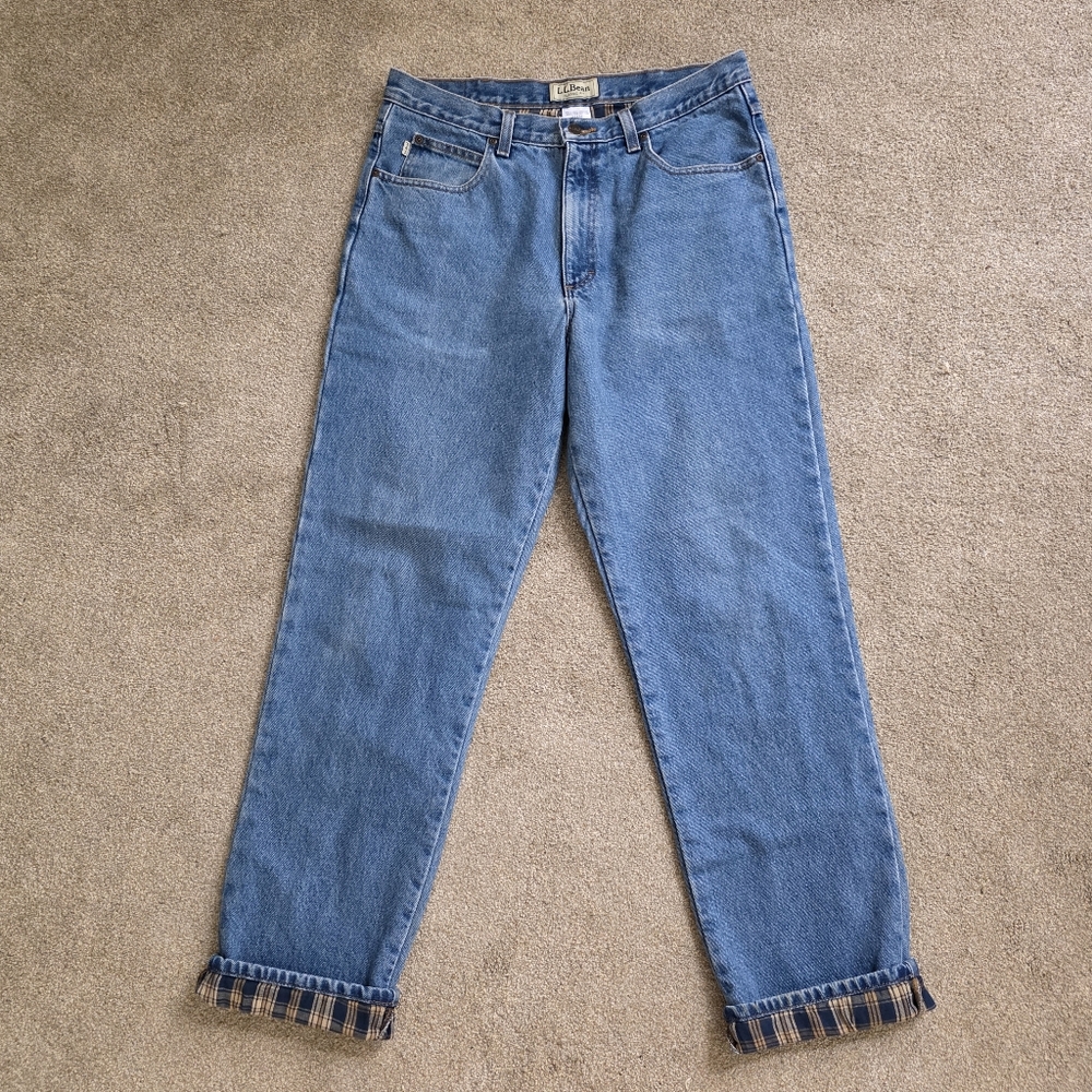 LLBean Flannel Lined Jeans 34x32 Cotton